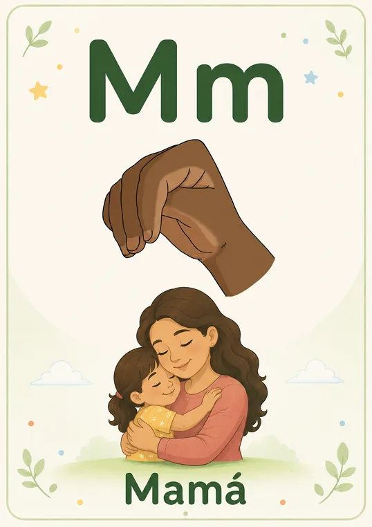Alfabeto de pared en LSM — M — Mamá